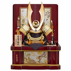 五月人形: 黒絲縅 着用兜 収納飾り 【835S63562】