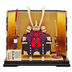 五月人形: 平安一水作 正絹赤絲縅 総裏打ち兜 兜飾り 【685H63562】