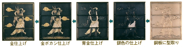 久月作　彫金仁王　正絹緋縅12号大鎧　新松鷹屏風黒塗二段飾り　利光監製