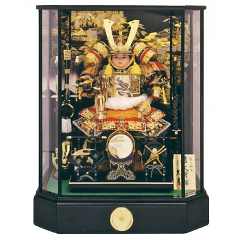 五月人形: 8号彫金　若大将　取付ケース入