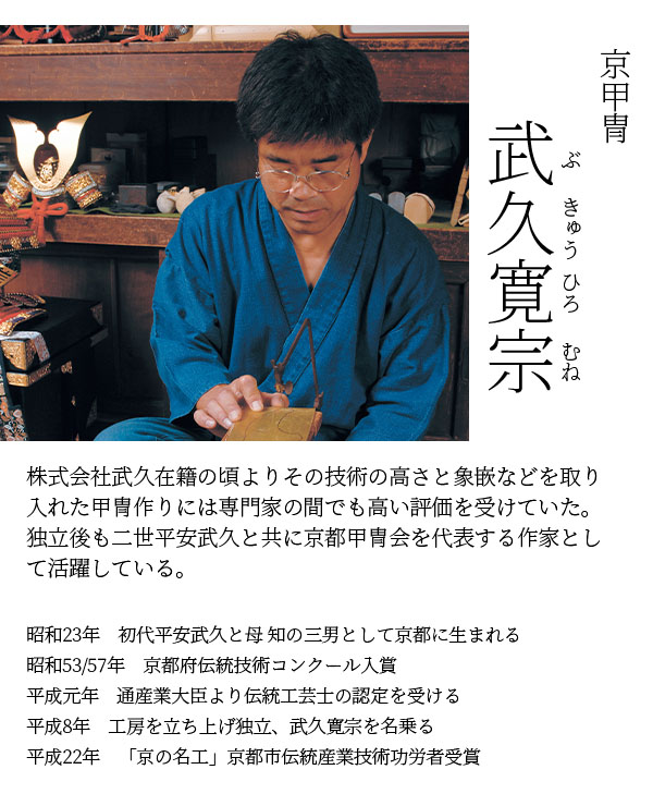 平安豊久　 五月人形　武久寛宗作 嵯峨 正絹糸縅 四曲本仕立て屏風 兜飾り　詳細画像