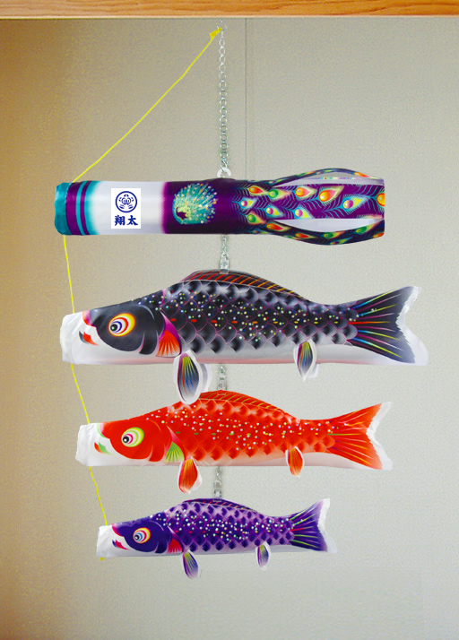 星歌友禅 室内用 つるし飾り 0.8ｍ【家紋・名入（横書き）代込】