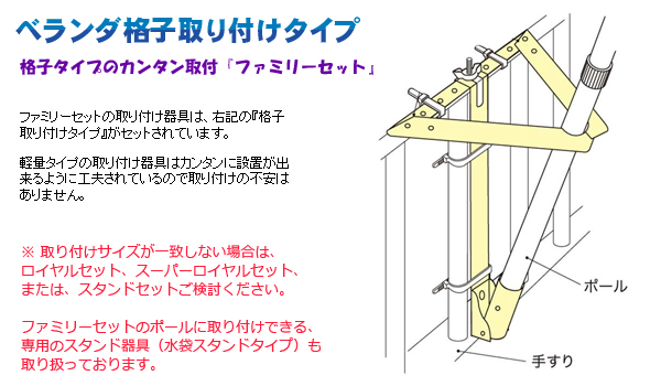 悠輝（ゆうき）1.5mベランダセット(格子取付金具付き）ポリエステル生地・撥水加工