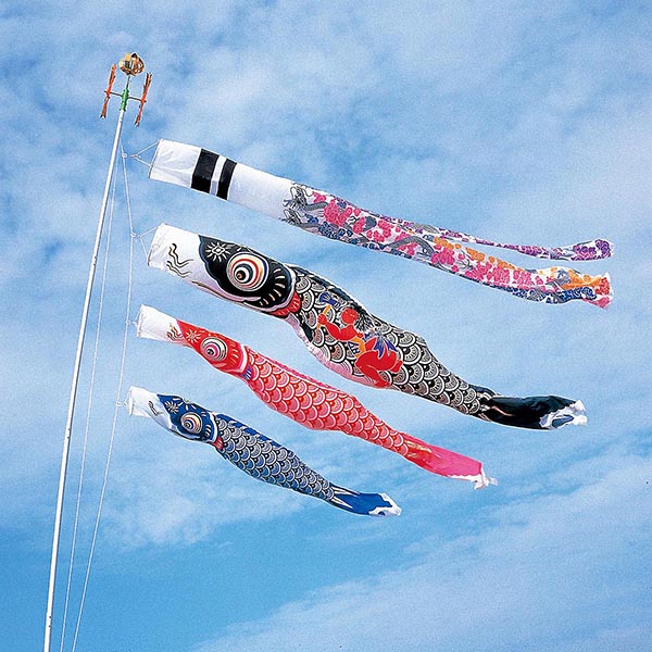 スパークル金太郎鯉 3m6点 マイホーム庭園用セット（杭打ち込みタイプ）