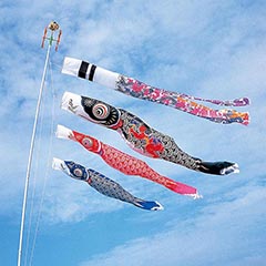 スパークル金太郎鯉 3m6点 マイホーム庭園用セット(杭打ち込みタイプ)