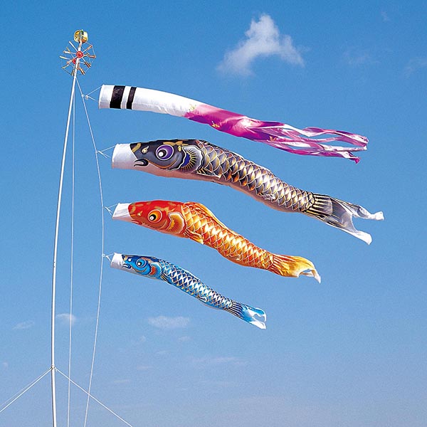 空鯉 2m6点 シンプルガーデンセット（杭打ち込みタイプ）