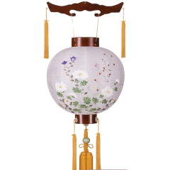 盆提灯: 御殿丸ワイン塗絹二重絵入風鎮付