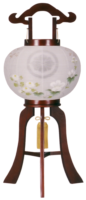 ワイン塗10号絹二重絵入（木製・電気コード式）【家紋代込】