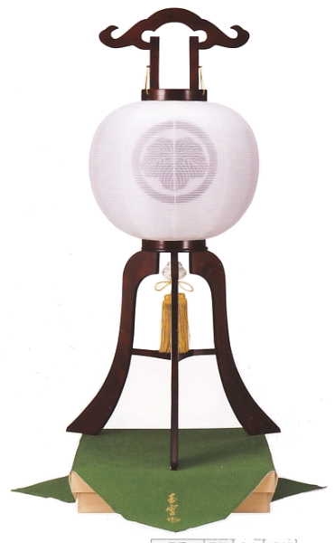 銘木桜絹二重無地桐箱入(木製・電気コード式)【家紋代込】