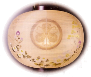銘木桜絹二重描き絵桐箱入（木製・電気コード式）【家紋代込】