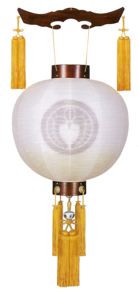 銘木御殿丸桜絹二重風鎮付（木製・電池式）【家紋代込】