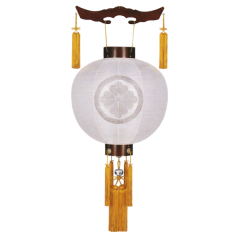 銘木御殿丸桜絹無地風鎮付(木製・電池式)【家紋代込】