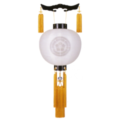 御殿丸黒塗絹二重無地風鎮付(木製・電池式)【家紋代込】