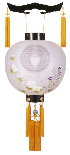 銘木御殿丸鉄刀木絹二重描き絵風鎮付(木製・電池式)【家紋代込】