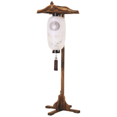 門提灯長絹二重絵入(中)(木製・電気コード式) 神代屋形(大)付【家紋代込】