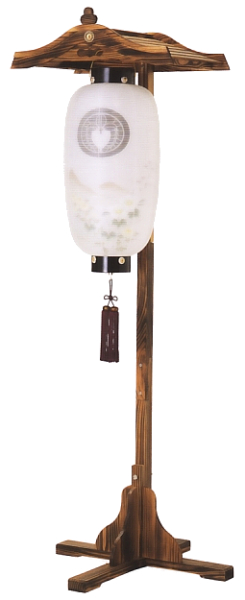 門提灯長絹二重絵入(中)(木製・電気コード式) 神代屋形(大)付【家紋代込】