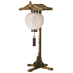 門提灯丸絹無地14号（木製・電気コード式）　神代屋形（小）付【家紋代込】