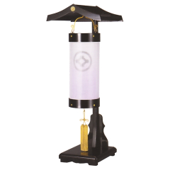 門提灯住吉絹二重(木製・電気コード式) ミニ屋形付【家紋代込】