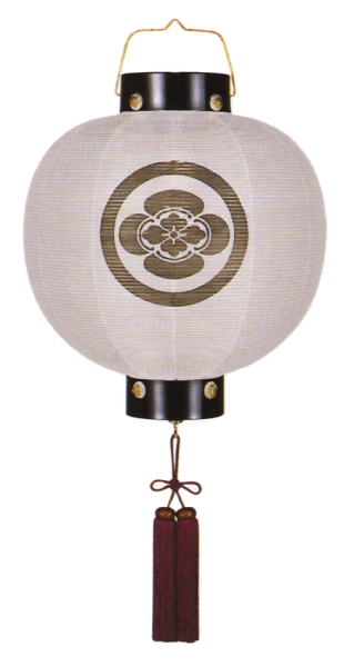 門提灯丸絹無地（木製・電池式）【家紋代込】
