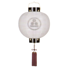 門提灯丸絹二重無地（木製・電気コード式）【家紋代込】