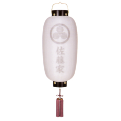 門提灯長絹二重無地(木製・電気コード式)【家紋代込】