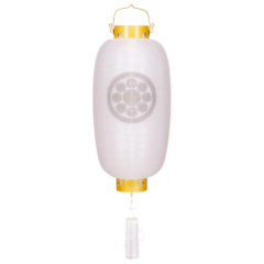 門提灯長菊之香絹二重無地（中）（木製・電気コード式）【家紋代込】