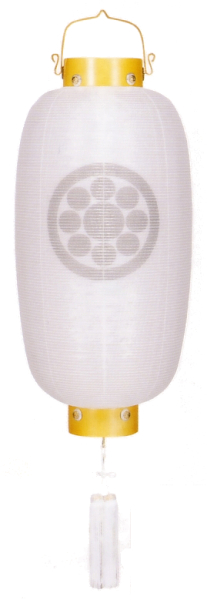 門提灯長菊之香絹二重無地(中)(木製・電気コード式)【家紋代込】