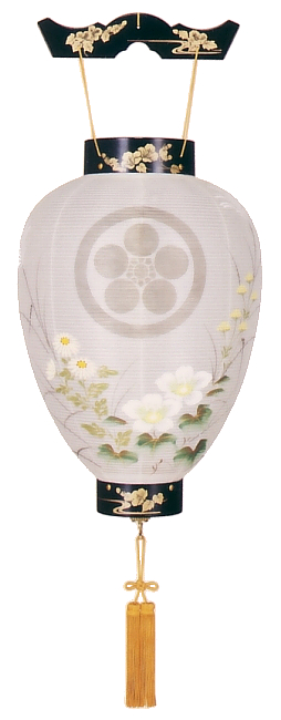 別選蒔絵絹描き絵(プラスチック製・電池式)【家紋代込】