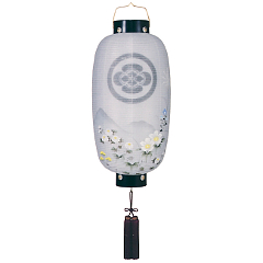 門提灯長絹二重絵入（木製・電気コード式）【家紋代込】