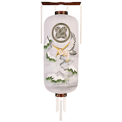 盆提灯: 博多長木製ワイン塗雪持松鷹（特々大）（木製・電気コード式）【家紋代込】