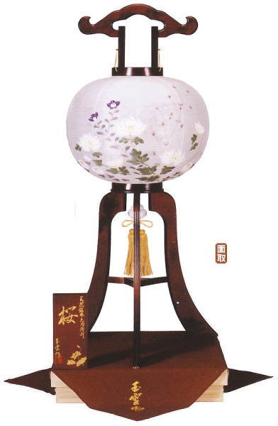 銘木桜絹二重絵入桐箱入（木製・電気コード式）