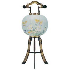 盆提灯: 花印蒔絵絵入（プラスチック製・電気コード式）