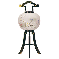 盆提灯: 花印綾型蒔絵絵入（プラスチック製・電気コード式）