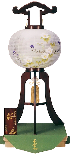 銘木桜絹二重対絵桐箱入(木製・電気コード式)