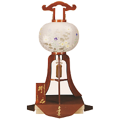 盆提灯: 銘木欅絹二重絵入桐箱入（木製・電気コード式）