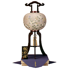 盆提灯: 銘木紫檀絹二重絵入桐箱入（木製・電気コード式）