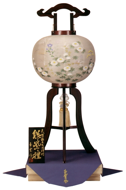 銘木紫檀絹二重絵入桐箱入（木製・電気コード式）