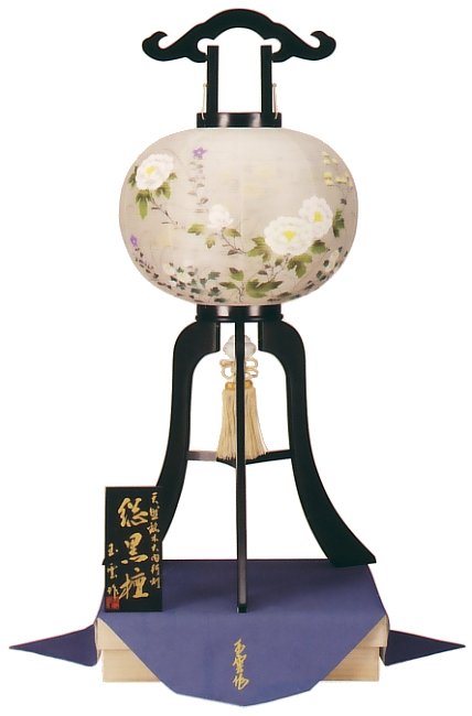 銘木黒檀絹二重絵入桐箱入(木製・電気コード式)