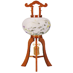盆提灯: 萩の香8号絵入（木製・電気コード式）