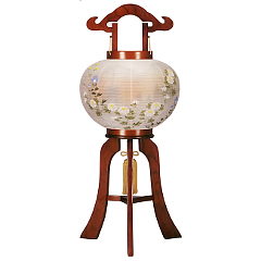盆提灯: 萩の香10号絹二重絵入（木製・電気コード式）