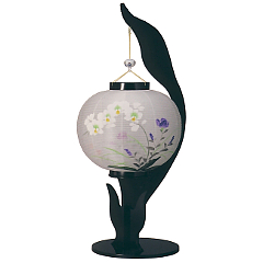 盆提灯: 若草12号絹二重絵入（木製・電気コード式）