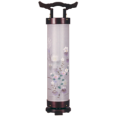 盆提灯: ワイン塗6号絹二重絵入（木製・電気コード式）