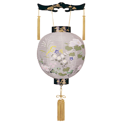 盆提灯: 御殿丸蒔絵11号絹描き絵（プラスチック製・電池式）