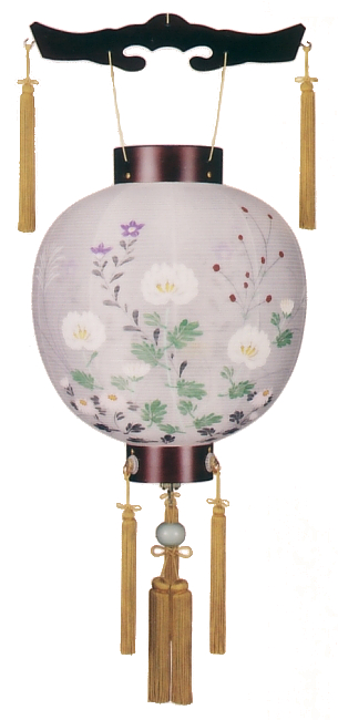 御殿丸ワイン塗11号絹二重絵入風鎮付(木製・電池式)