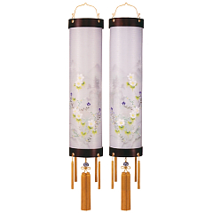 盆提灯: 銘木住吉桜絹二重対絵（対入）（電気コード式）