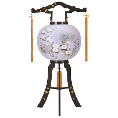 盆提灯: あかり11号銀杏蒔絵絵入廻転（プラスチック製・電気コード式）