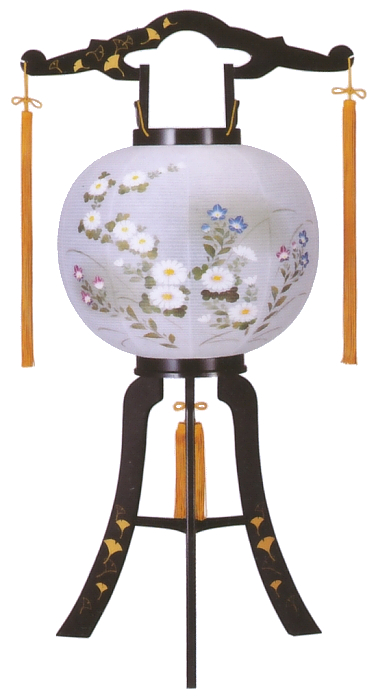 あかり11号銀杏蒔絵絵入廻転(プラスチック製・電気コード式)