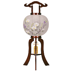 盆提灯: ワイン塗11号絹絵入廻転（木製・電気コード式）