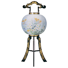盆提灯: 花印蒔絵絵入廻転（プラスチック製・電気コード式）