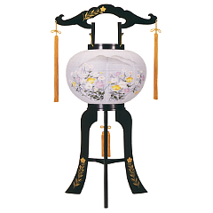 盆提灯: 桔梗蒔絵10号絵入廻転（プラスチック製・電気コード式）